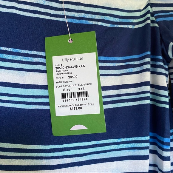 New Lilly Pulitzer Blue White Stripe XXS Dress - Picture 4 of 8